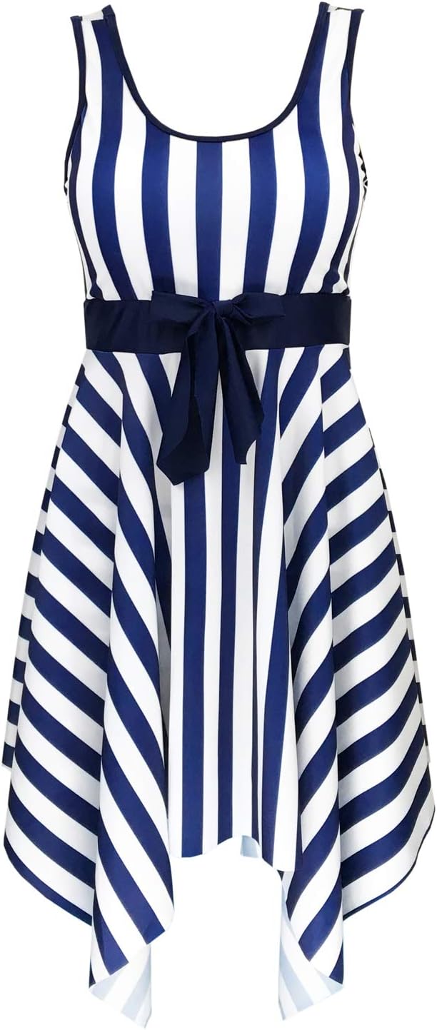 DANIFY Women's Tummy Control Swimdress Slimming Swimsuits Plus Size Swim Dress Retro Skirt Swimwear