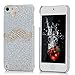 iPod Touch 5 Case - Mavis's Diary 3D Handmade Fashion Shiny Bling Crystal Lovely Mustache Rhinestone Diamond Hard Silvery Cover for iPod Touch 5th Generation & Dust Plug & Feather Stylus Pen