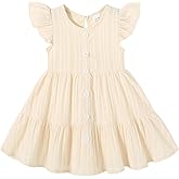 Happy Town Toddler Baby Girl Casual Dresses Summer Sundress Ruffle Button Down Solid Girl's Boho Dress Spring Outfits