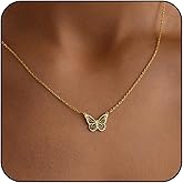 RLHRNDE Gold Necklace for Women 14K Gold Plated Dainty Butterfly Sun Bow Starfish Gold Chain Necklace Trendy Clothing Matching Jewelry Gift