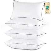 JOLLYVOGUE Pillows Standard Size Set of 4, Washable Supportive Full Size Bed Pillows with Super Soft Down Alternative Fill, Luxury Fluffy Hotel Quality for Side, Back and Stomach Sleepers
