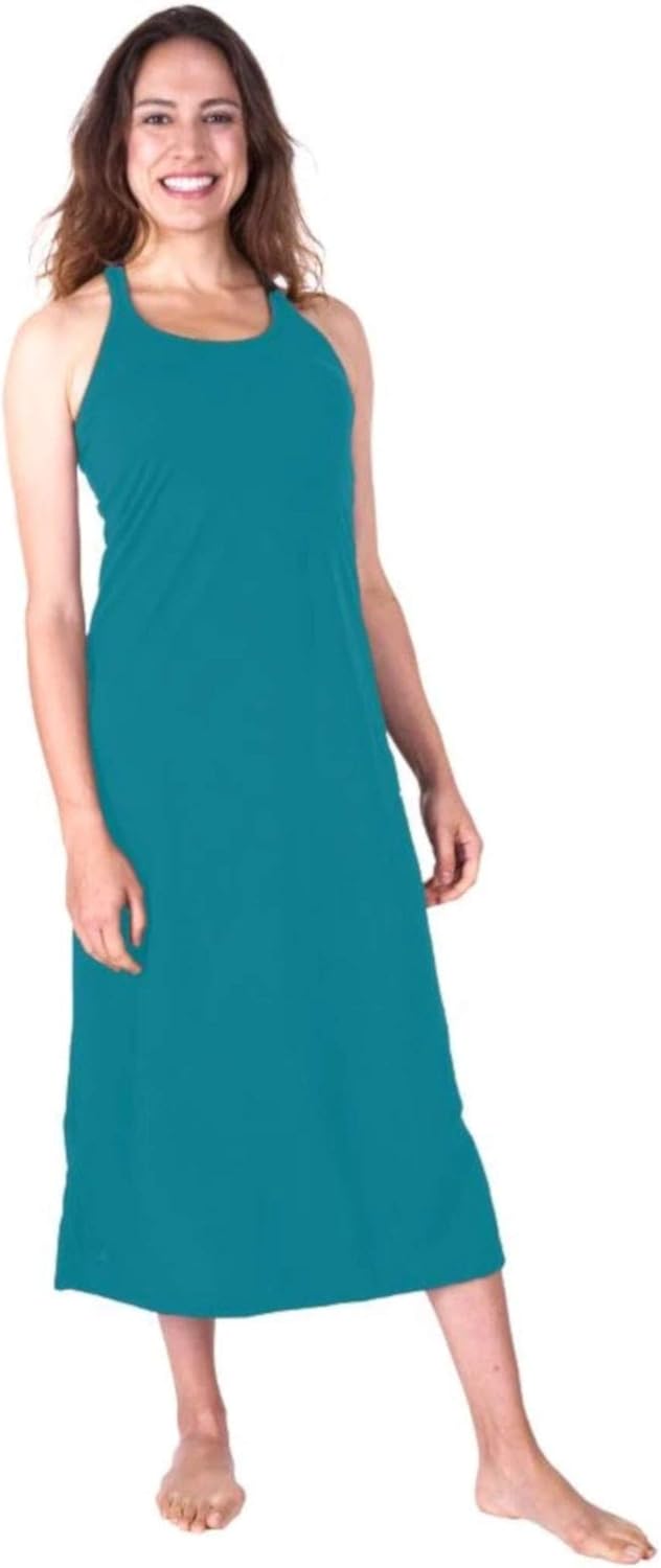 Cool-jams Moisture Wicking Long Racerback Tank Nightgown with Shelf Bra at Amazon Womenâs 