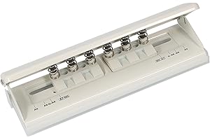 Metal Adjustable 6 Hole Punch for A5 A6 A7 Binders/Planners, Paper Hole Puncher 6 Ring with Guide Rule, 6 Sheet Capacity, Hea