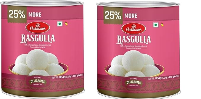 Haldirams Rasgulla 1 kg X 2 Tin