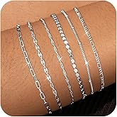 Tewiky Waterproof Gold Bracelets for Women Non Tarnish - Dainty Stack 14K Gold Plated/Sterling Silver Chain Bracelets Set Adjustable Trendy Jewelry for Women