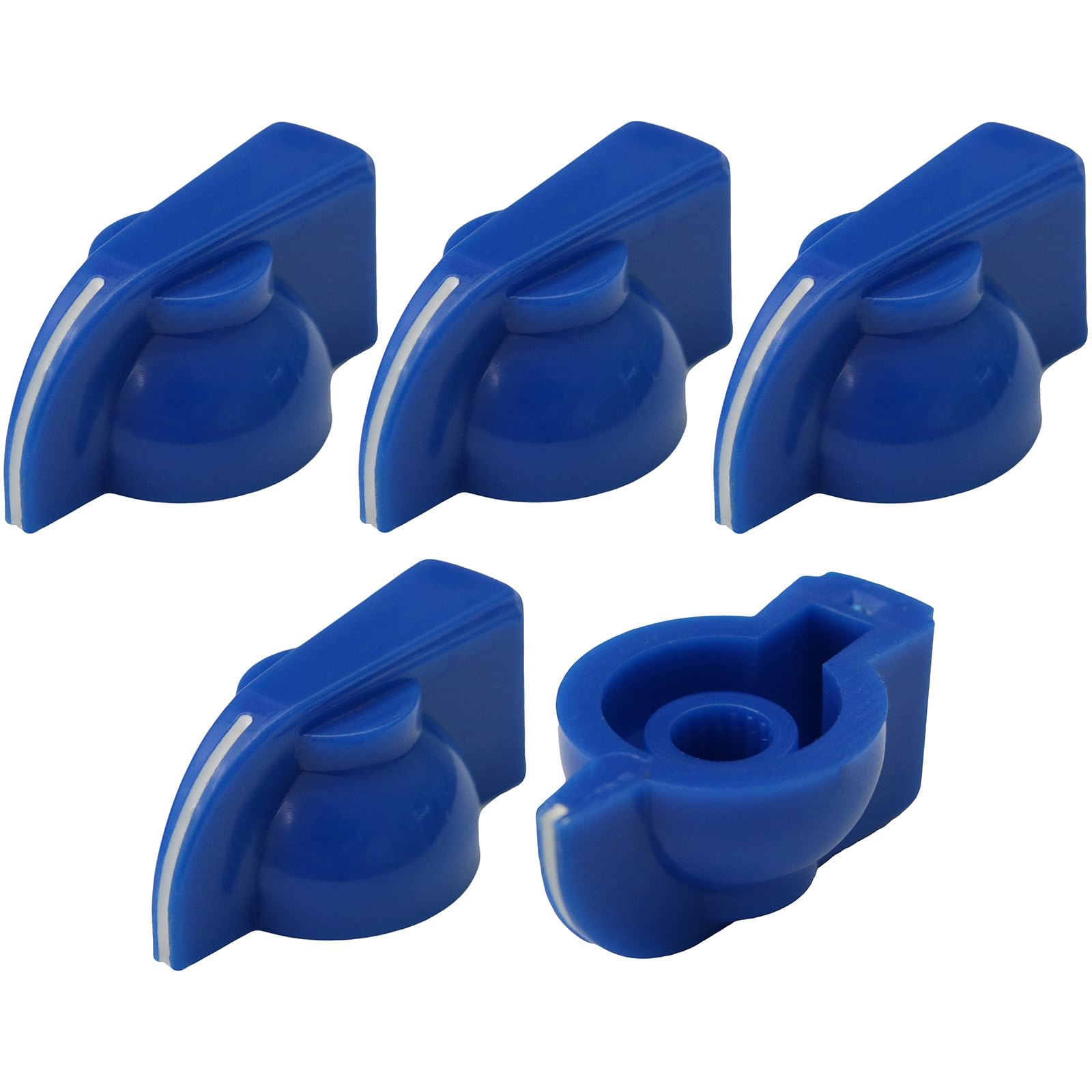 6mm Splined Hole Chickenhead Guitar/Amplifier/Equipment Control Knob Pack of 5 (Blue)