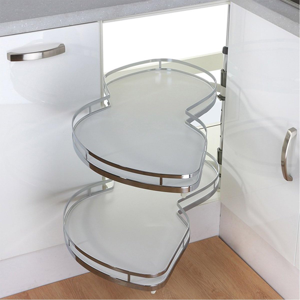 VADANIA Kitchen Cabinet Blind Corner Pullout Organizer for 36-inch/900mm Cabinet, 2 Tiers Swing Tray, Soft Close, Left Handed Open - Image 3