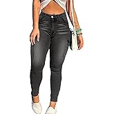 AprPith Skinny Cargo Pants Women High Waisted Jeans Stretch Fashion Casual with Flaps 6 Pockets