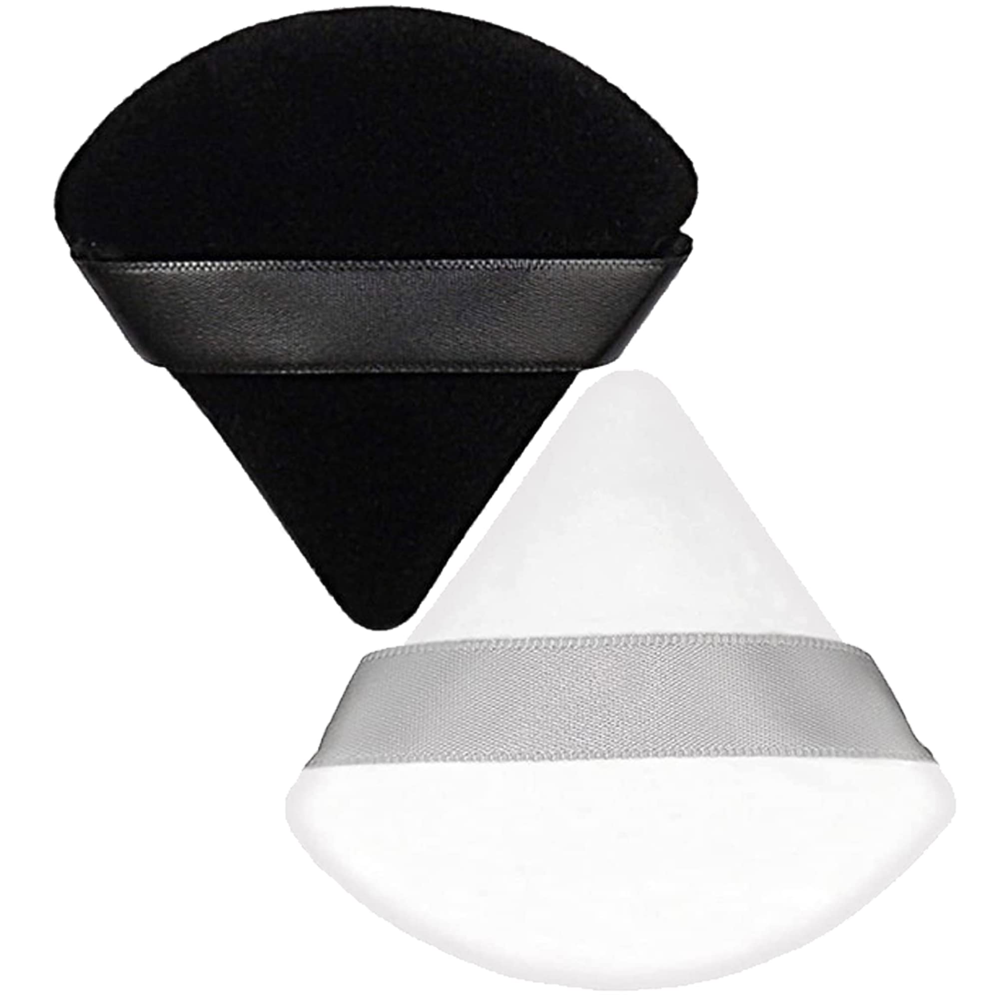 Stadux Triangle Powder Puff, Reuseable Powder Puff With Strap For Easy Use, Makeup Sponge Perfect For Pressed Powder, Velvet powder puff for Dry & Wet makeup (Black/White)