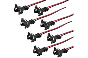 FALVFUN 8PCS Fuel Injector Connector, EV1 OBD1 Auto Engine Fuel Injector Pigtail Wire Harness Socket Plug, Pigtail Plug Wiring Loom Clip Cut Replacement, Compatible with RC EV1