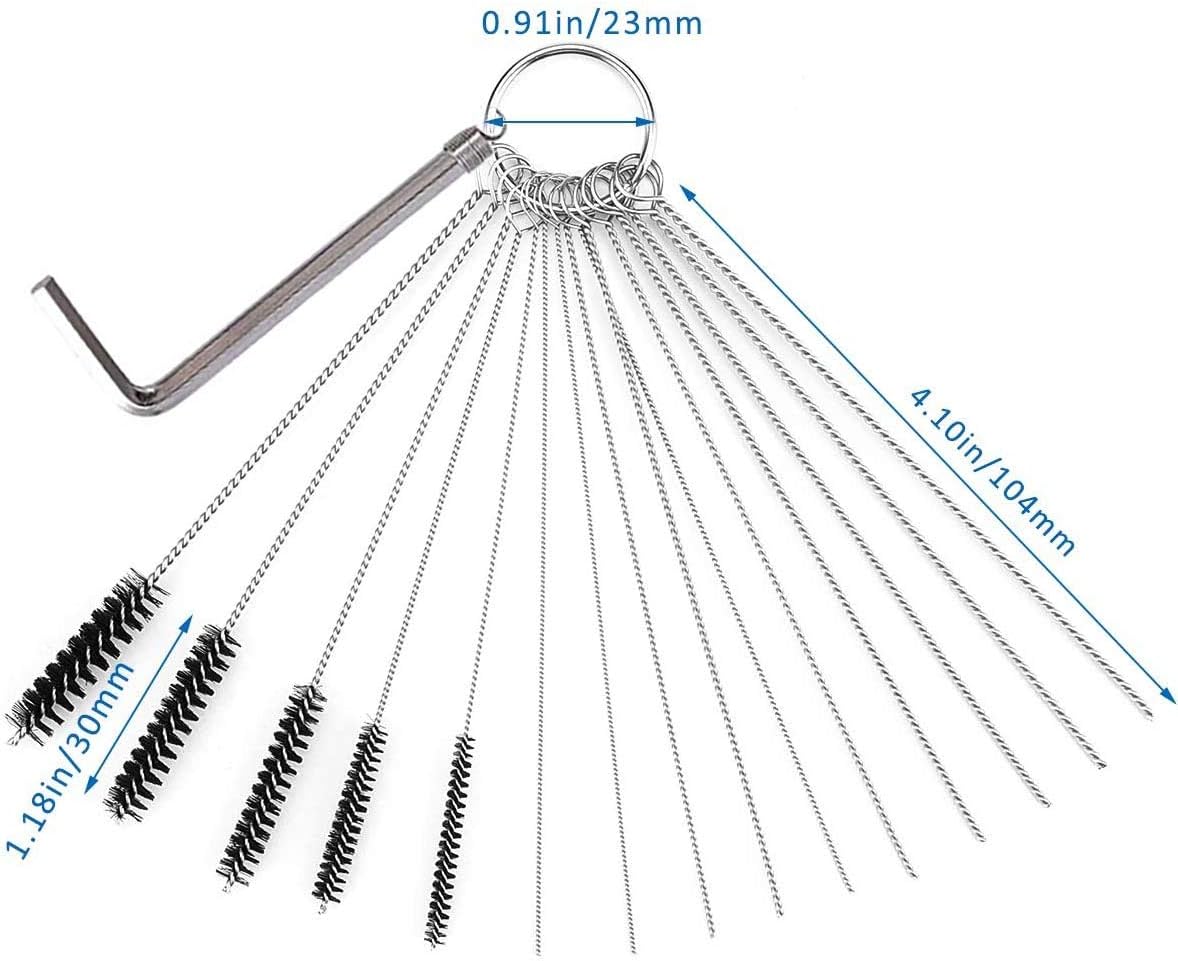 DESIN Carburetor Carbon Dirt Jet Cleaner Tool Kit 18 Cleaning Needles with 12 Brush and 2 Throttle Wrench: Home & Kitchen