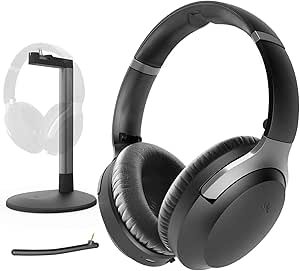Avantree Aria Me Personalized Audio Noise Cancelling Bluetooth Headphones with Charging Stand &amp; Microphone, aptX HD &amp; Low Latency, Enhanced Volume Clear Voice Wireless Headset for Music, Call, Seniors