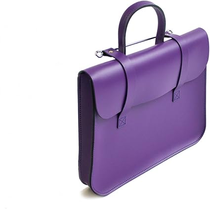 purple leather messenger bag