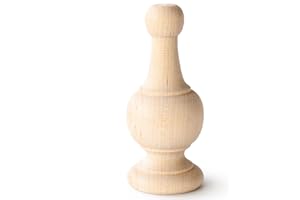 Pinehurst Crafts Decorative Wooden Curtain Rod Finials, Bed Post Finial, Flagpole Topper or for Crafting, 4-1/4 Inch Tall with 3/16 Inch Bored Hole, Pack of 4