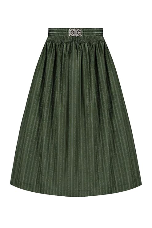 Moser Dirndlschürze midi 70er Oliv Gemustert Claudia 007390, Baumwolle, mit Schürzenschließe, Länge ca.70cm