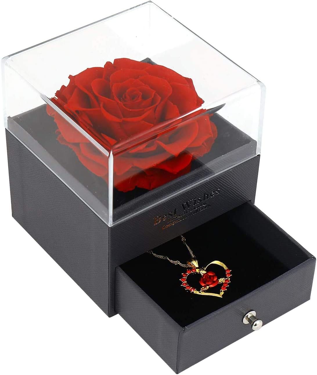 Amazon Com Real Preserved Rose With Necklace Handmade Fresh Rose Gift For Her On Birthday Christmas Mother S Day Valentine S Day Red Kitchen Dining