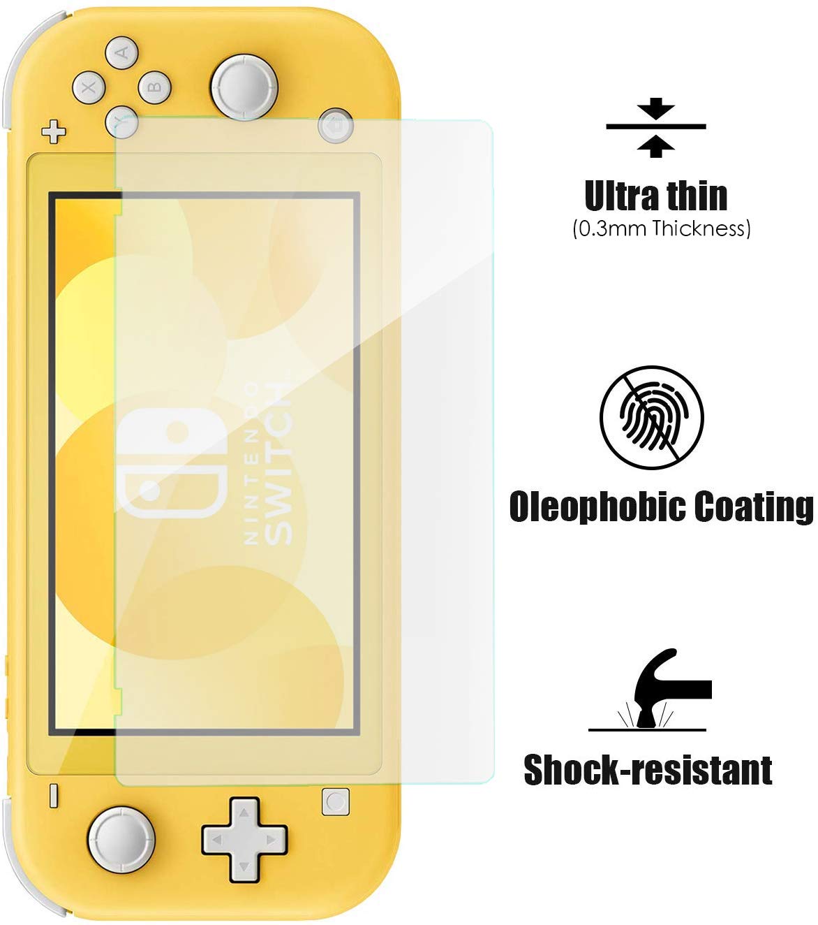 [3 Pack] Tempered Glass Screen Protector for Nintendo Switch Lite, Bubble Free/Anti Scratch/HD Clear, Glass Film Screen Protector for Switch Lite