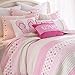 Levtex Home - Marley Ruche Quilt Set - Full/Queen Quilt and Two Standard Shams - Ruched - Pink, Green and White - Quilt (86x86in.) and Shams (20x26in.) - Reversible - Cotton
