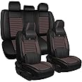 ARTIBY Seat Covers Full Set Fit for Hummer h3 2006-2010, Breathable and Comfortable Leather Car Seat Cover, Deluxe Waterproof Cushion Cover Auto Interior Accessories (Black Coffee)