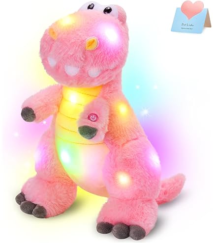 Wild Republic Pocketkins Eco Rainbow T.Rex – 5” Plush Dinosaur Made From Recycled Materials | Cute Sustainable Stuffed Toy