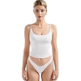 SUUKSESS Women Padded Scoop Neck Tank Tops Double Line Going Out Basic Camisole Top