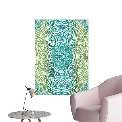 Zhaoxuefa Teal And Lime Wallpaper Ombre Mandala Ethnic Pattern