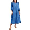 Women's Ribbed Knit Mini Dress - Short Sleeve Crewneck Bodycon Dress With Buttons (Grey) - View #5