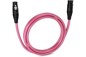 LyxPro 6 Feet XLR Microphone Cable Balanced Male to Female 3 Pin Mic Cord for Powered Speakers Audio Interface Professional Pro Audio Performance and Recording Devices - Pink