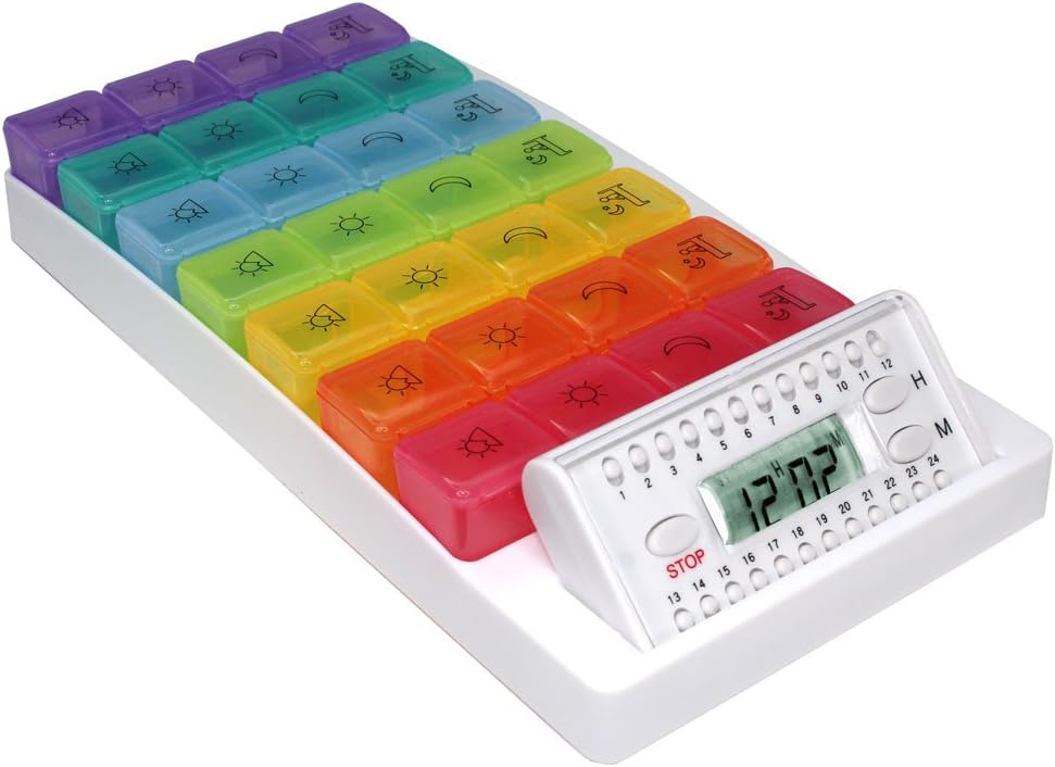 MultiColoured Digital Pill Box Visual and easy Organization Amazon
