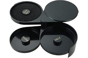 MYFULLY 3 Tier Bar Glass Rimmer Bartender Tool with Sponge Rotating Trays Salt Box Spice Container Salt Sugar Lime Juice Blac