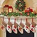 OurWarm 12PCS Mini Christmas Stockings, 3D Small Christmas Stocking Bulk Burlap Cutlery Holders Tableware Bags, Santa Snowman Reindeer Christmas Stockings for Xmas Party Table Decorations