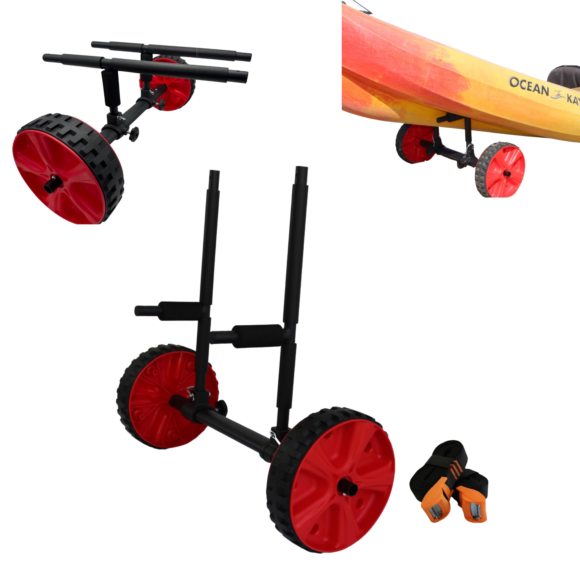 COR Surf Adjustable Paddleboard & Kayak Cart | 3-in-1 SUP/Kayak Transport Dolly for Any Size | Free Straps