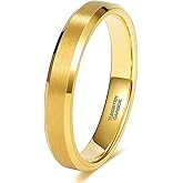 SHINYSO 24K Gold Plated Tungsten Carbide Rings 4mm 6mm 8mm Beveled Edges Wedding Band Matte Finish for Men Women Size 5-13
