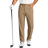 Runcati Mens Golf Pants Casual Flat-Front Stretch Work Dress Pants Lightweight Business Slacks