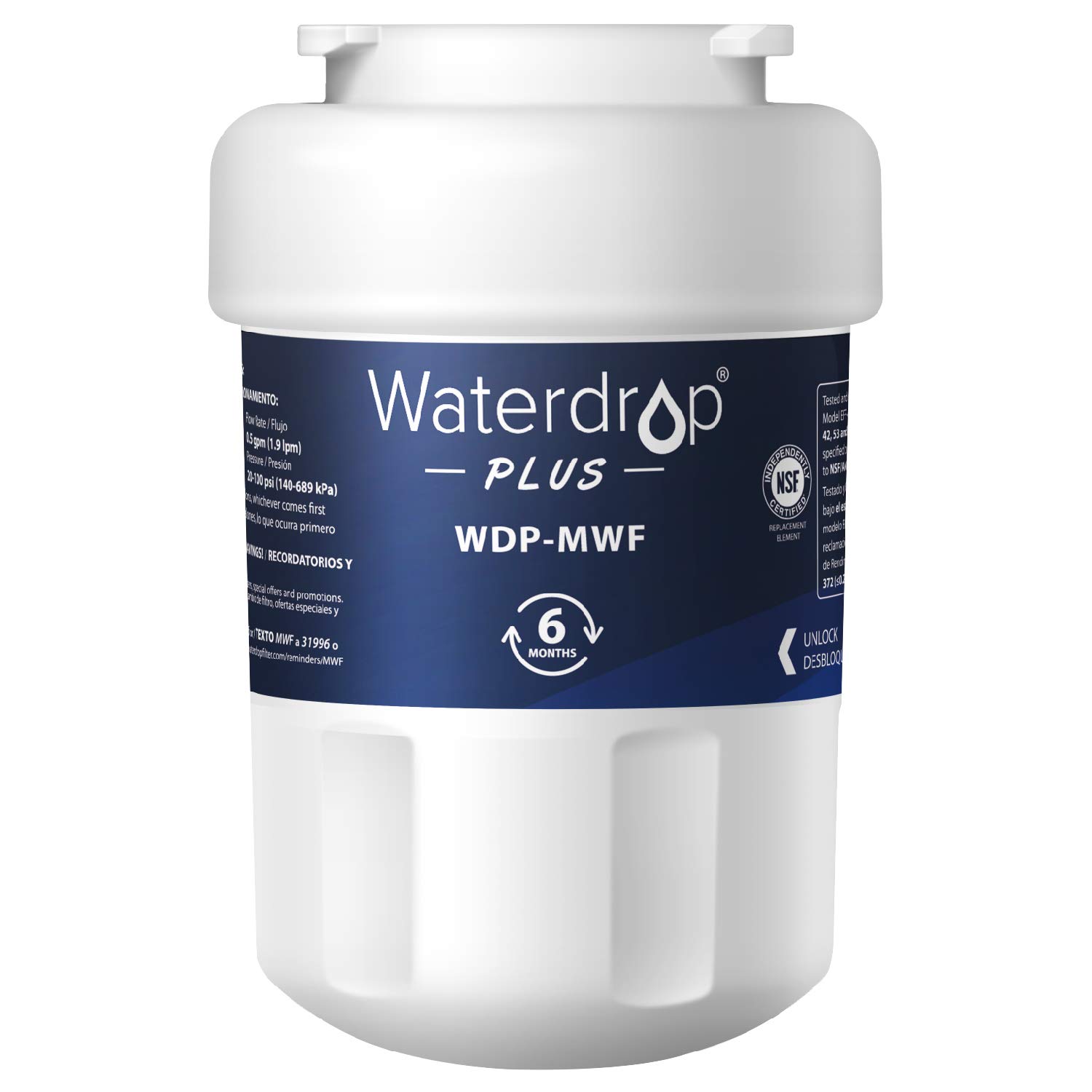 Waterdrop Plus MWF Refrigerator Water Filter, Compatible with GE