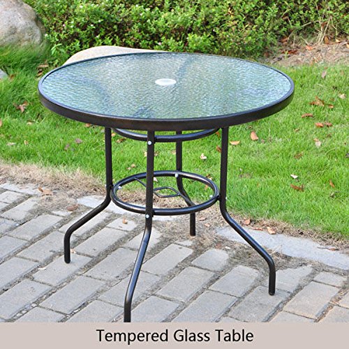 Patio Dining Set – Patio Furniture Dining Set – Garden Courtyard Rattan Chair Glass  ...