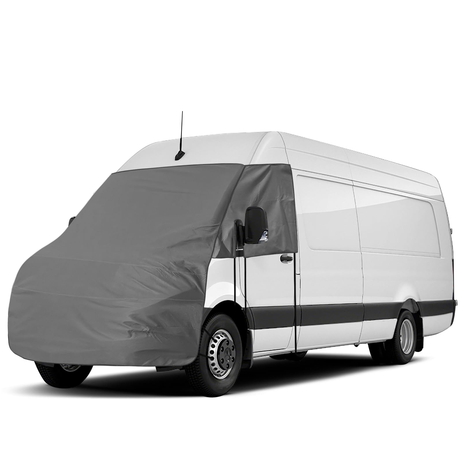 Photo 1 of Federedevo Windshield and Engine Sunshade Cover Compatible with 2019-2026 Benz Sprinter, for UV Protection & Privacy Shield, Gray with Mirror Cutouts