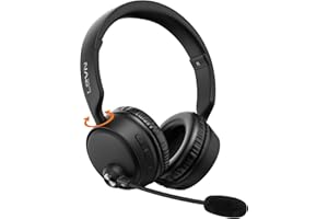 LEVN Bluetooth Headset with Microphone, 60 Hrs Working Time Dual Connection Bluetooth Headphones with Mic, Wireless Headset with Mic for Work/Video Meetings/Phone/Call Center/PC/Music/Zoom/Teams