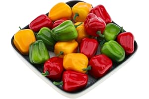 Meiwlong 30 PCS Artificial Bell Peppers Fake Veggie Decorative Vegetables Yellow Green Red Farmhouse Tabletop Home Kitchen Indoor Party Ornaments - Mixture