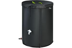 Rihogar Upgraded 132 Gallon Rain Barrel Water Tank - Portable Rain Water Collection Barrel - Large Water Storage Tank - Stable Water Barrels Rain Catcher with Spigot Overflow Kit, Black