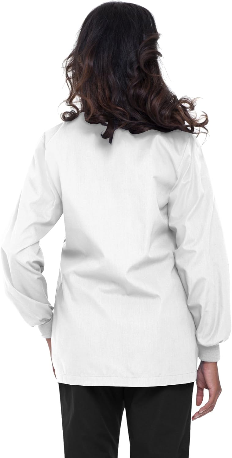 Landau Essentials 5-Pocket Cardigan Style Warm-Up Scrub Jacket for Women: Clothing