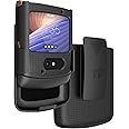 Case with Clip for Motorola RAZR 5G Flip Phone, Nakedcellphone [Black] Hard Shell Slim Cover with [Rotating/Ratchet] Belt Hip Holster Holder Combo for Motorola Moto RAZR 5G Flip Phone (2020) XT2071