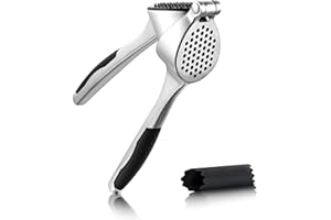 KITEXPERT Garlic Press, Premium Garlic Mincer with Ergonomic Grip Handle, Professional Garlic Presser Crusher and Peeler Set, Sturdy Ginger Press for Nuts & Seeds, Easy to Clean and Dishwasher Safe