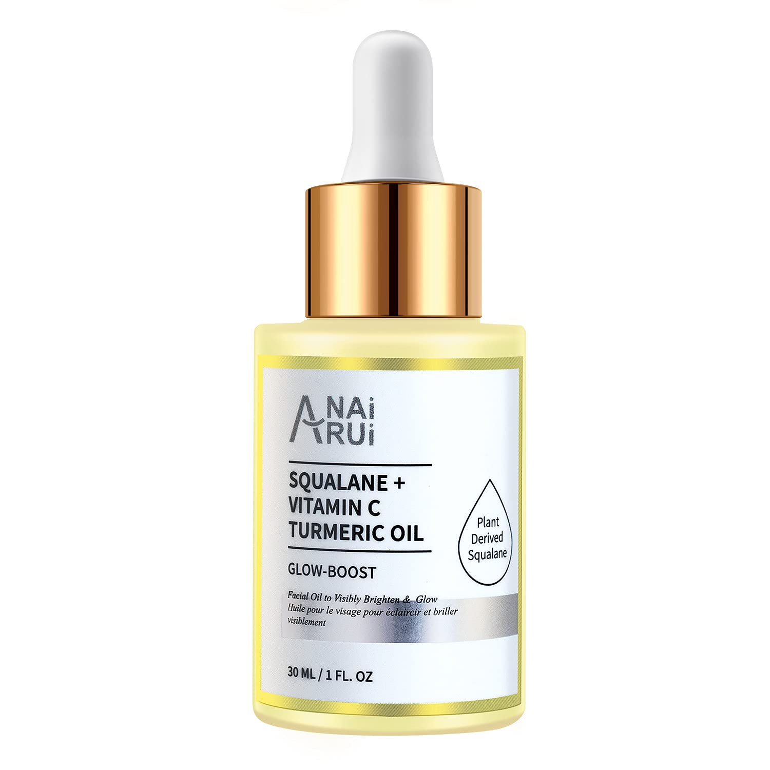 ANAiRUi Vitamin C Facial Oil with Squalane Oil, Turmeric Oil - Glow Oil for Face - Anti-ageing, Brighten Skin Face Oil - Natural Face Oil for Dry Skin, Hair, Cuticles, Dry Hands and Feet, 30ml — image 1