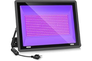 YANYCN 400W LED Black Light, big Blacklight Flood Light Outdoor with Plug and Switch, IP66 Waterproof Black Flood Light Neon Glow for Glow Party, Halloween, Fluorescent Poster, Body Paint, Aquarium