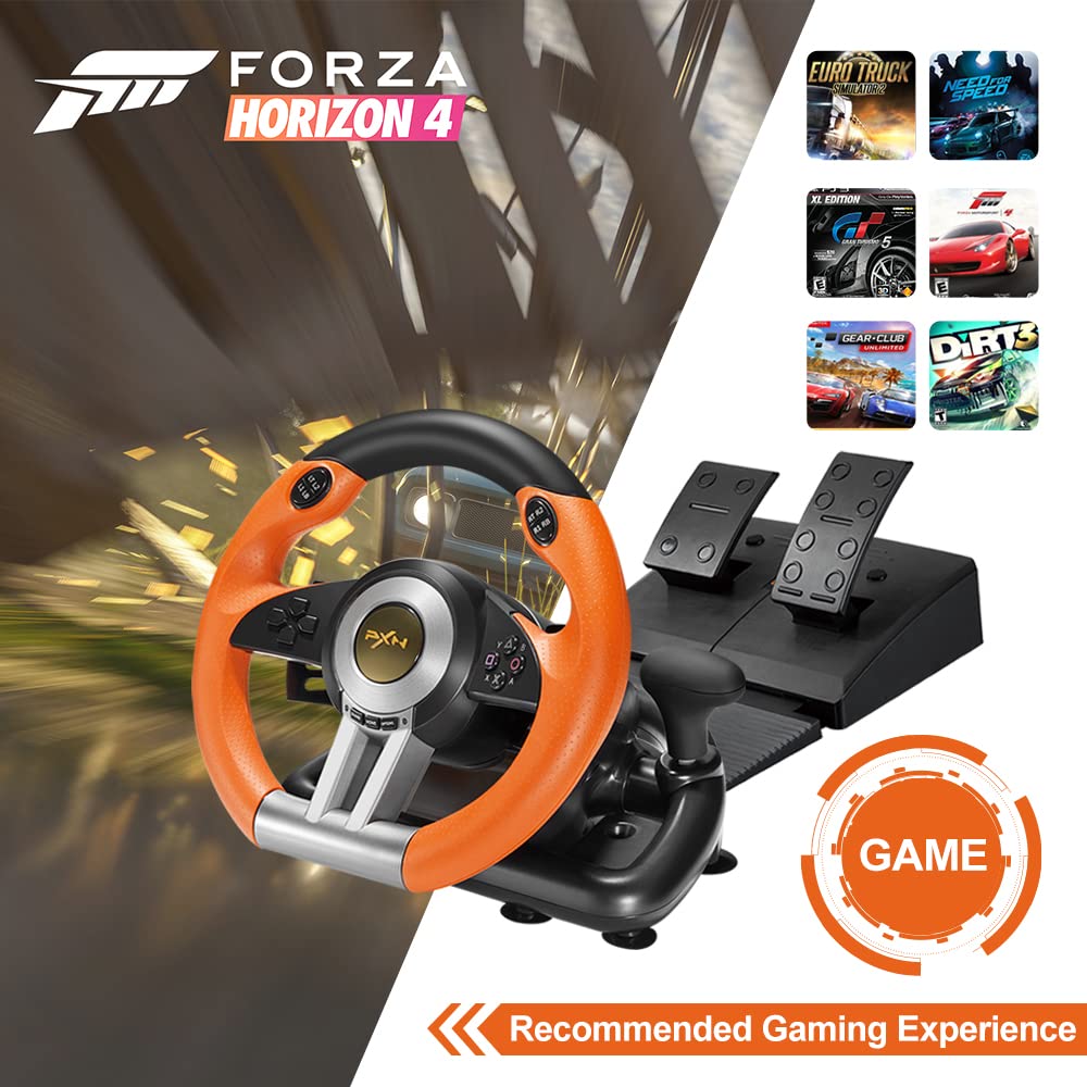 PXN PC Racing Wheel, V3 PRO 180 Degree Universal USB Car Sim Game Steering Wheel with Pedals for PC, Xbox One, Xbox Series S/X, PS3, PS4, Switch