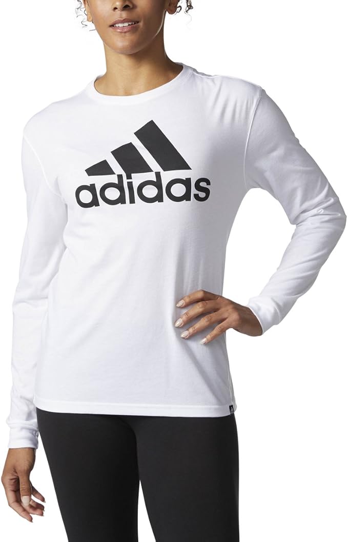 Amazon.com: adidas Women's Long Sleeve Graphic Tee, White/Black, X-Small: Clothing