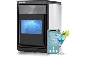 Maksone Countertop Nugget Ice Maker with APP Control, 44lbs/24H,Ready in 7 Mins,Crushed ice Maker,Sonic Pebble Ice Machine