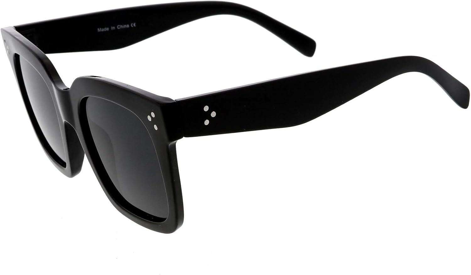 zeroUV - Bold Flat Lens Oversized Square Frame Horn Rimmed Sunglasses 50mm (Shiny Black/Smoke): Clothing