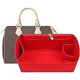 Lckaey Purse Inserts for Speedy 25 Organizer Insert, for monogram bag, HandBag protective insert Tote Bag and hand bag protector, organizer insert 1083red-M